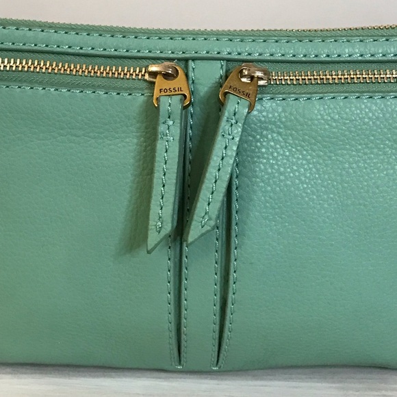 Fossil Elise Leather Crossbody Purse, Mint Green - Picture 2 of 12